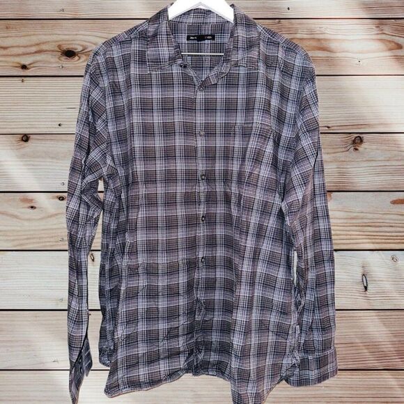 C3 John Varvatos USA Mens Long Sleeve Button Down Black Plaid Shirt Size XL - Picture 1 of 4